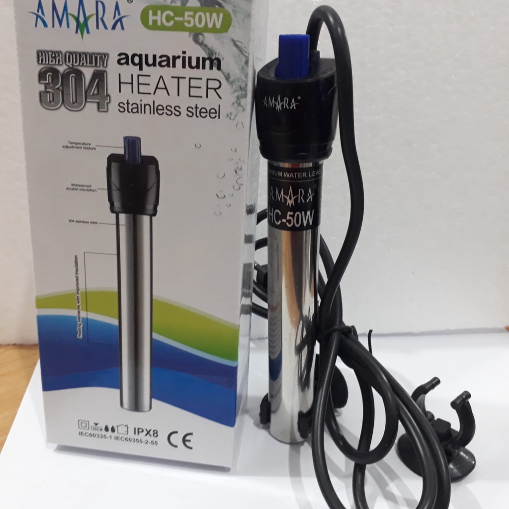 HEATER AMARA HC 50W  STAINLESS STEEL AQUARIUM HEATER STAINLESS STEEL