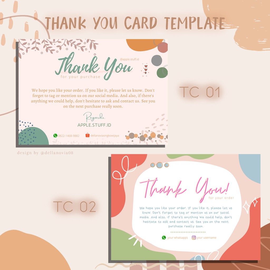 THANK YOU CARD 1 SISI / KARTU UCAPAN TERIMA KASIH ONLINE SHOP CUSTOM FREE DESIGN