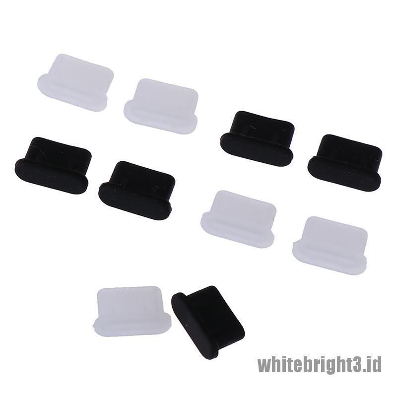 &lt; White3 &gt; 5pcs Tutup port charger USB Tipe-c anti Debu