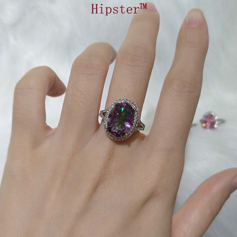 New Hot Sale Elegant Graceful Inlaid round Full Diamond Pink Crystal Ring