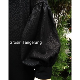 Abaya Jetblack Emboss / Abaya Hitam Kancing / Abaya Tangan Balon / Gamis Kancing