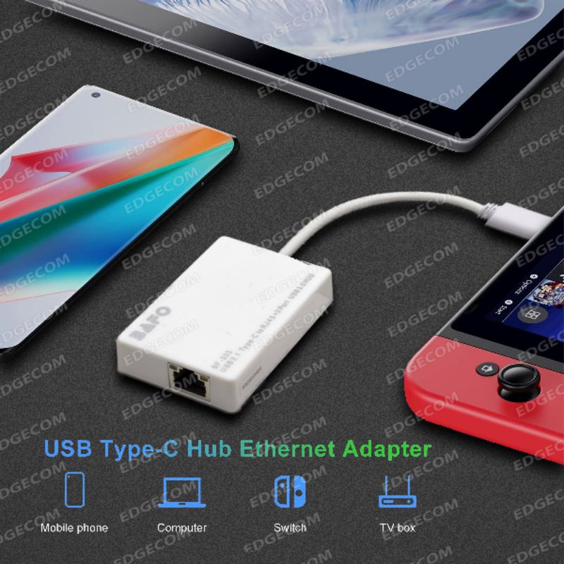 BAFO USB 3.1 TYPE C to USB 3.0 Hub 3 Port + Gigabit Lan Adapter BF-333