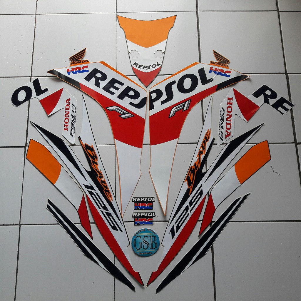 Striping Stiker Motor Honda Blade Repsol Fi 2014 Shopee Indonesia