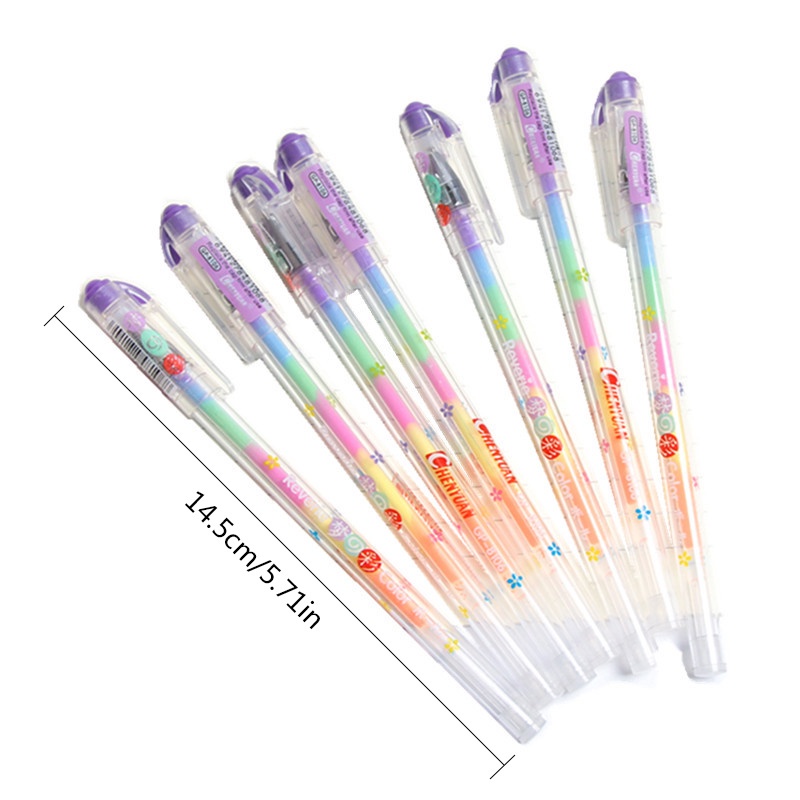 6 In 1 Pen Cat Air Fluorescent Multi Warna Pelangi Untuk Dekorasi Album Foto / Graffiti DIY