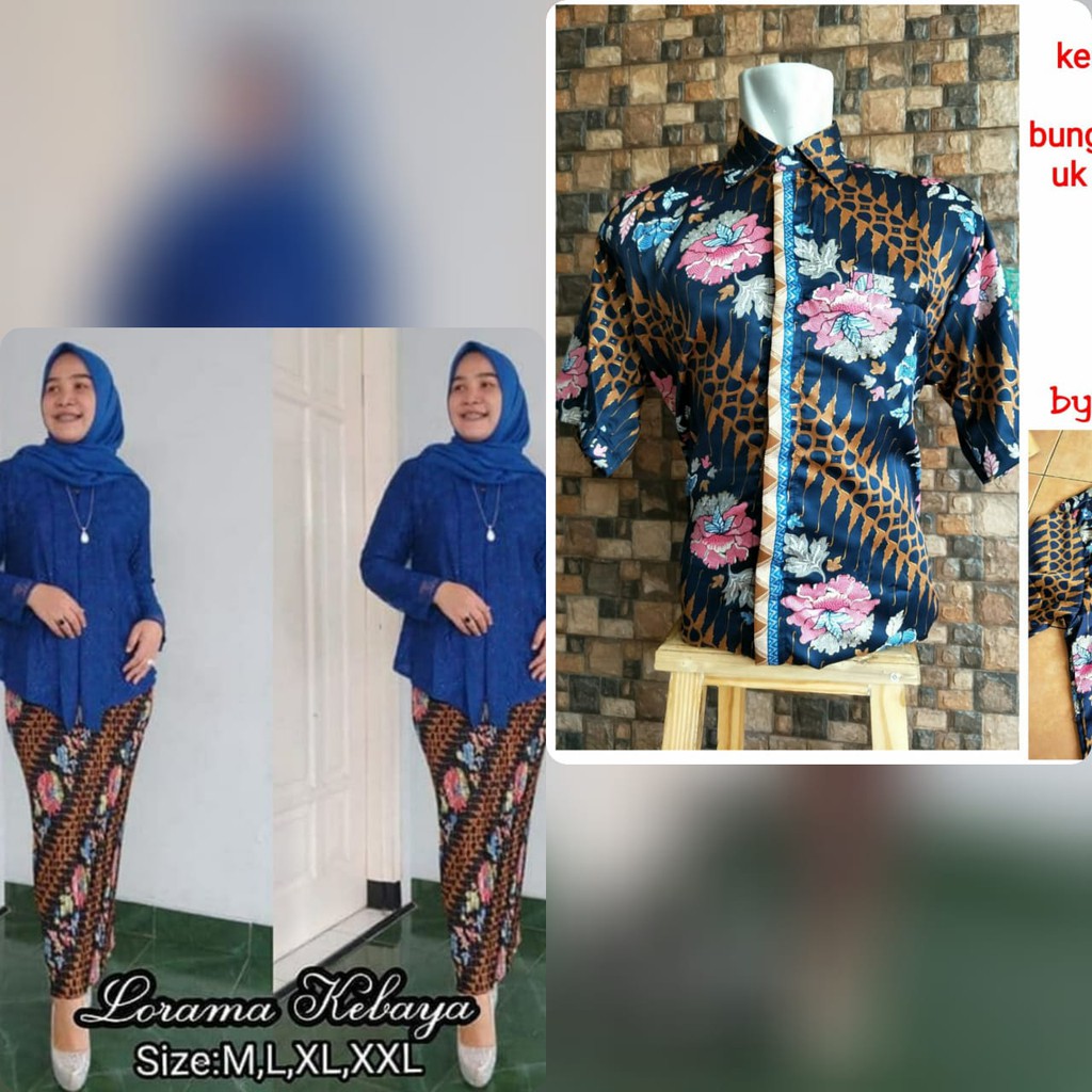 couple set kebaya brukat floy dan kemeja hem pendek terlarisss