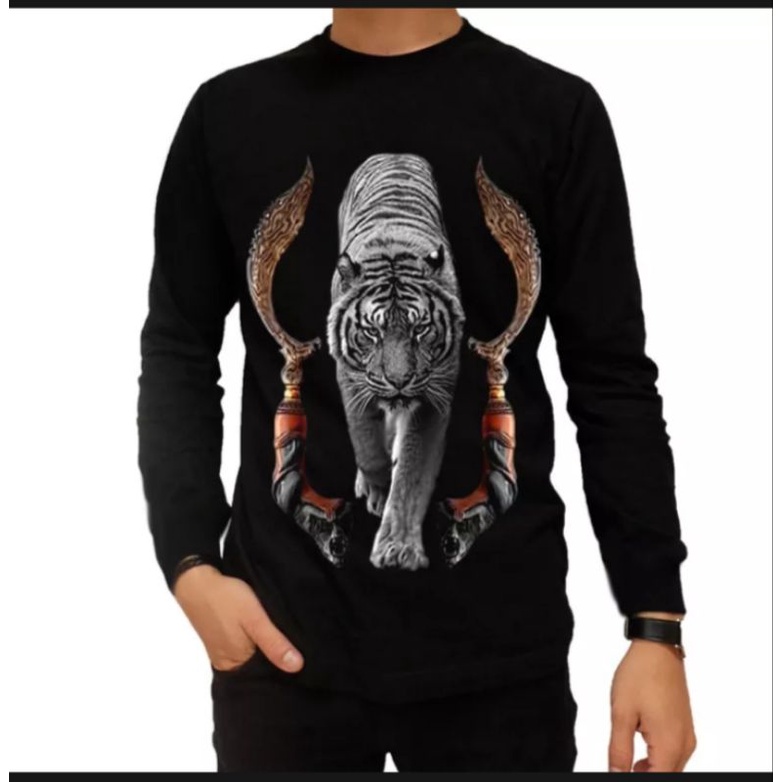 Kaos Pria Lengan Panjang Macan Kujang putih
