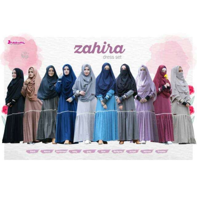 NZ Zahira Gamis set Hijab Free Cadar Ori Nazumi/ Zahira Nazumi/ Nazumi gamis/ Nazumi terbaru/ pastan