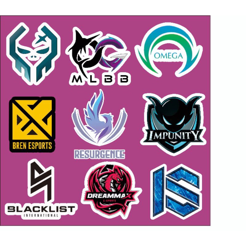 sticker tim esports BREN ESPORTS , OMEGA ESPORTS , RRQ HOSHI , TODAK , BLACKLIST , EVOS , RESURGENCE