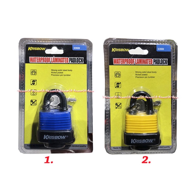 Krisbow Waterproof 30mm Laminated Padlock Gembok Untuk Outdoor Luar Ruangan Anti Karat Tahan Air Padlock Blue Yellow Gembok Ukuran 3cm Warna Biru Kuning Kris Bow