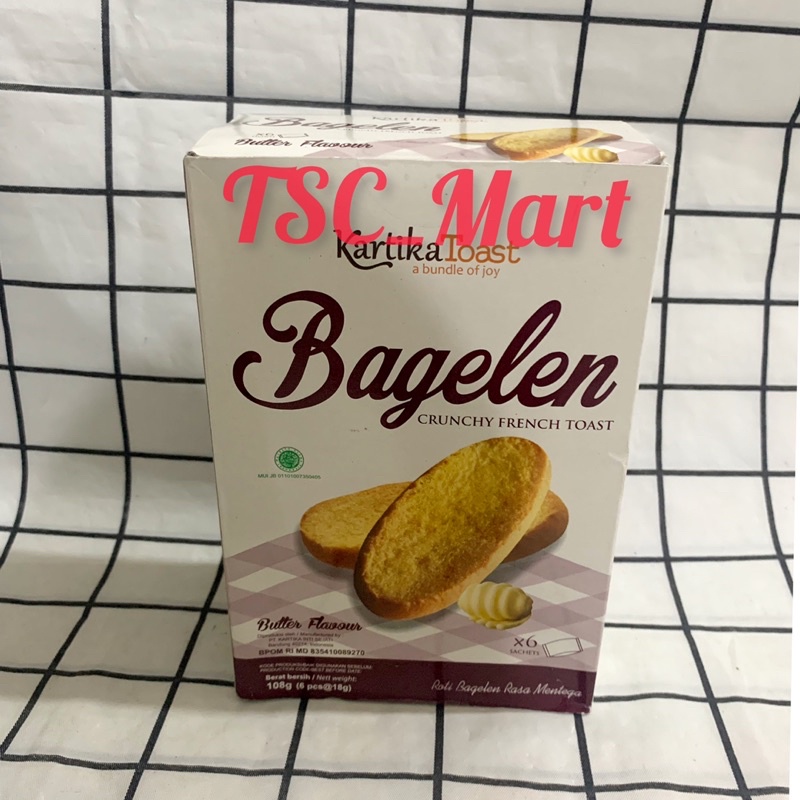 

Kartika Toast Bagelen Butter Flavour isi 6 sachet / Kartika / Toast / Bagelen / Butter / Flavour / roti / panggang / rasa / butter / mentega / crunchy