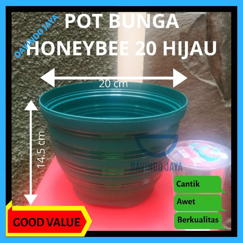 POT BUNGA HONEYBEE 20 HIJAU - POT TAWON HIJAU - POT TANAMAN - POT PLASTIK HIJAU