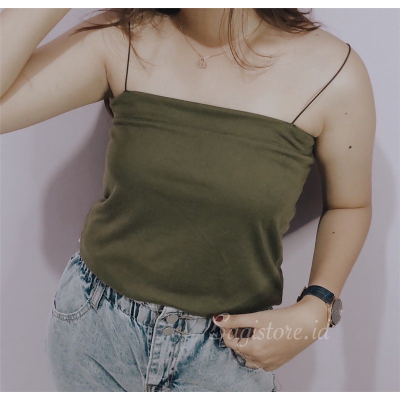 Tengtop Wanita Tali Spaghetti Premium Streach Melar Polos Standar dan Jumbo Sexy Korea Style Tanktop