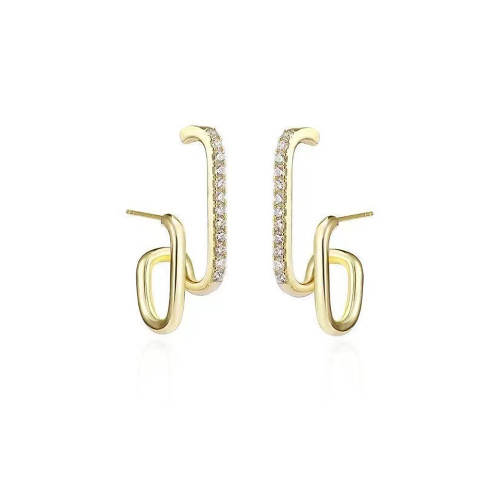 【COD Tangding】Anting Tusuk Gantung Asimetris Hias Berlian Gaya Simple Untuk Wanita