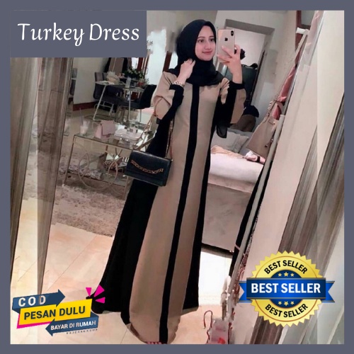(Termurah) Dress Wanita Turkey Dress/Dress Muslim Turkey/Dres Wanita/Kondangan Busui Polos Muslimah 