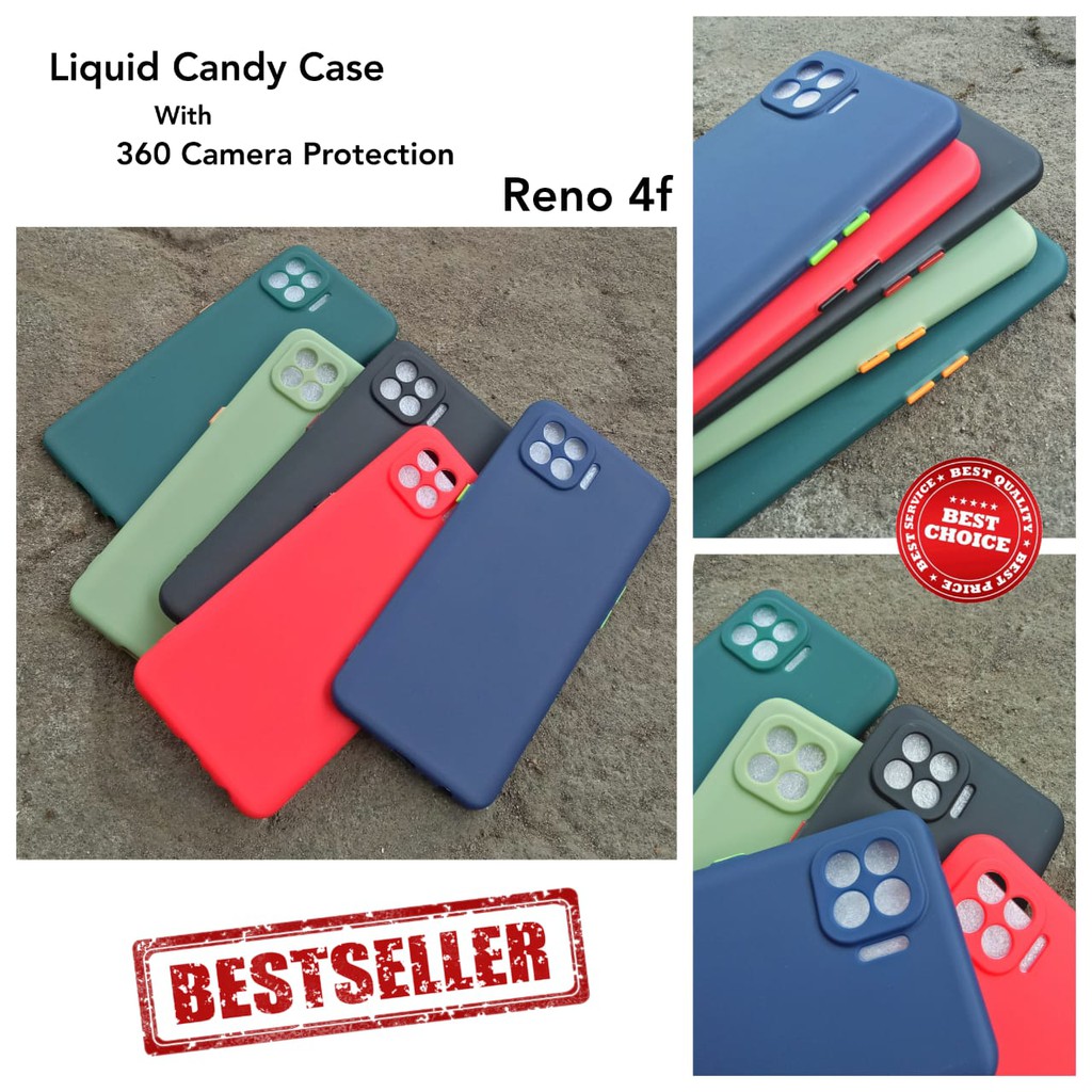 Candy Case Oppo Reno 4F Reno4 F 4 F Macaron Colorful Button + 360 Camera Protection Super Hits