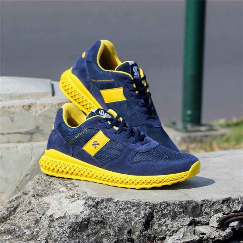 AUTHENTIC Sneakers Navy Combination Sepatu Pria Gaya Sporty Nyaman Kerja Kuliah Sekolah