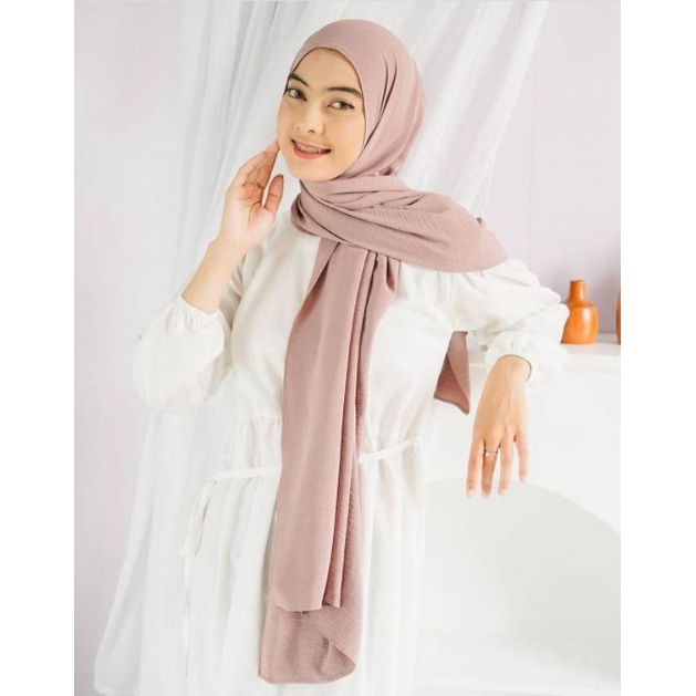 PASHMINA CRINCLE AIRFLOW COTTON SHAWL PREMIUM/HIJAB PASMINA CRINCLE AIRFLOW SHAWL 175X75-Nude