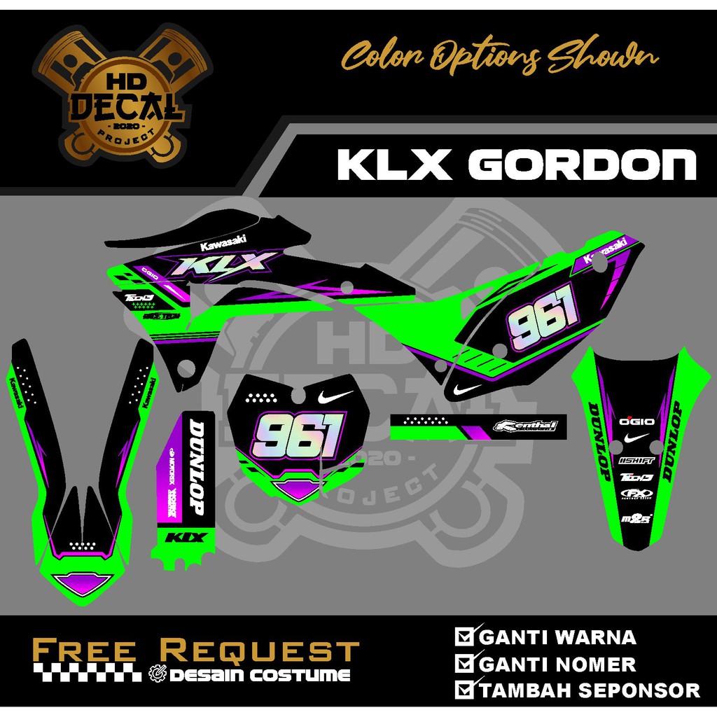 Decal Klx Gordon Hijau