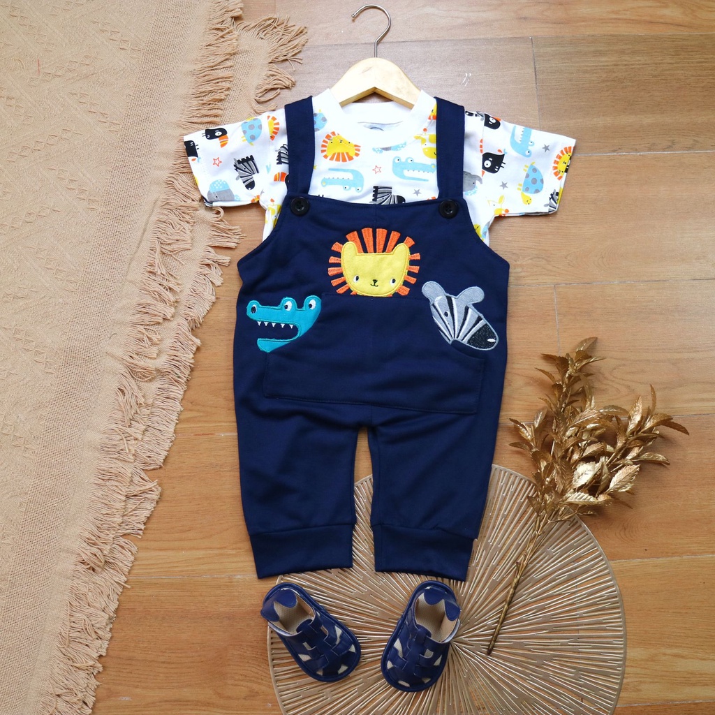 BARU! LIX002 - 2in1 Overall fashion Animals bayi cowok laki-laki baju kodok Pergi Jalan Casual