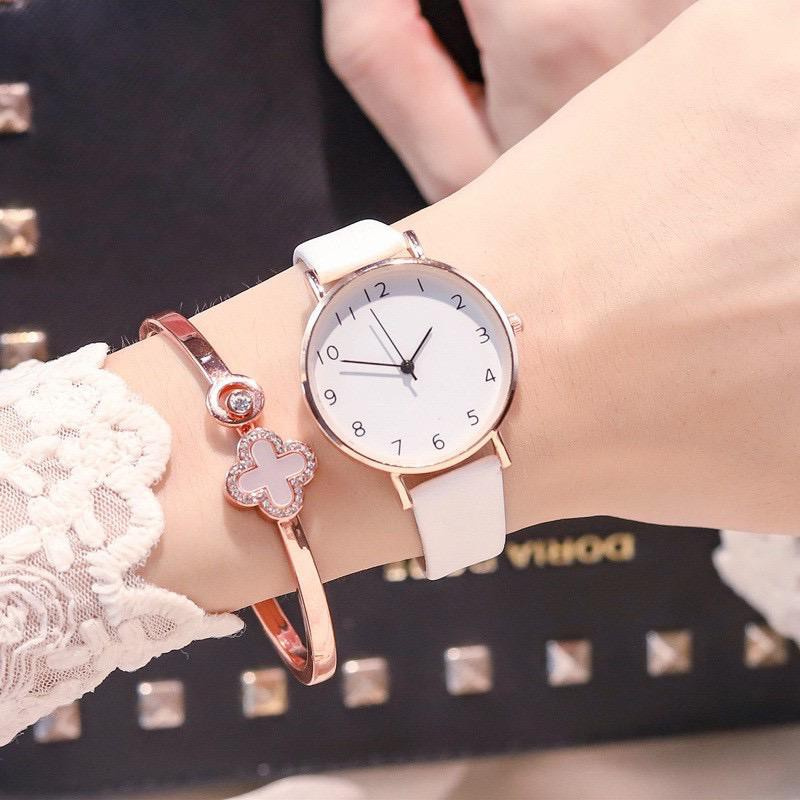 PA Jam Tangan Wanita Kulit Korea Strap PU Leather Polos Analog Quartz Fashion Korean Watch Casual JF072