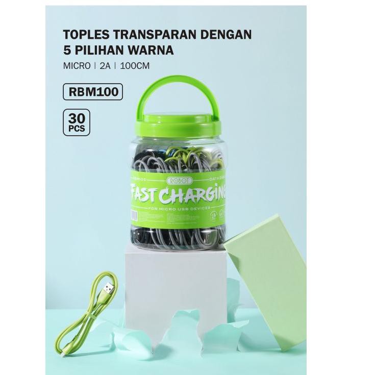 KABEL DATA MICRO TOPLES ( ISI 30 PCS ) ROBOT RBM100 2A 100cm Colurful - Garansi 1 Tahun By VIVAN