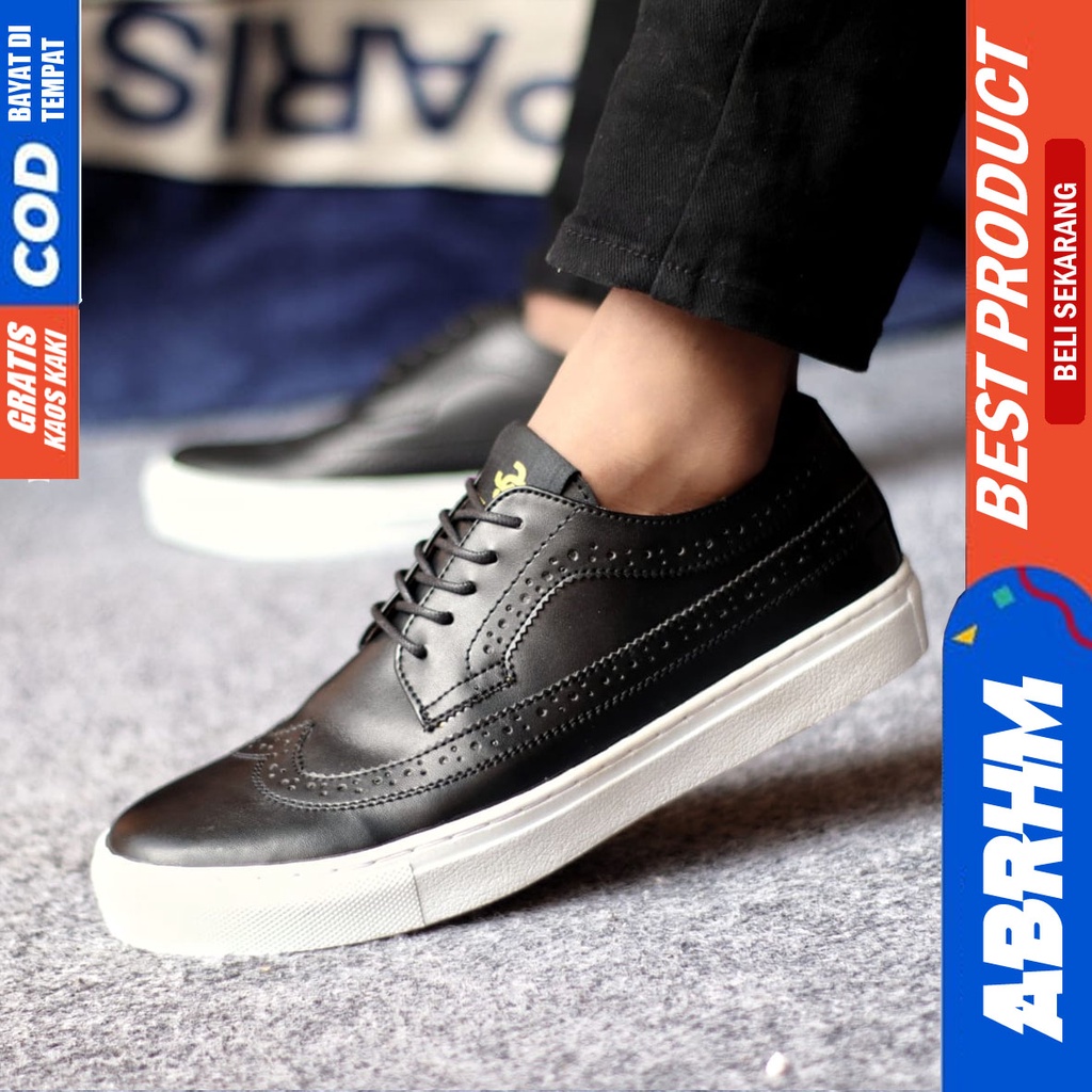 ABRHM LONGWING Sepatu Formal Casual Pantofel Kerja Hitam