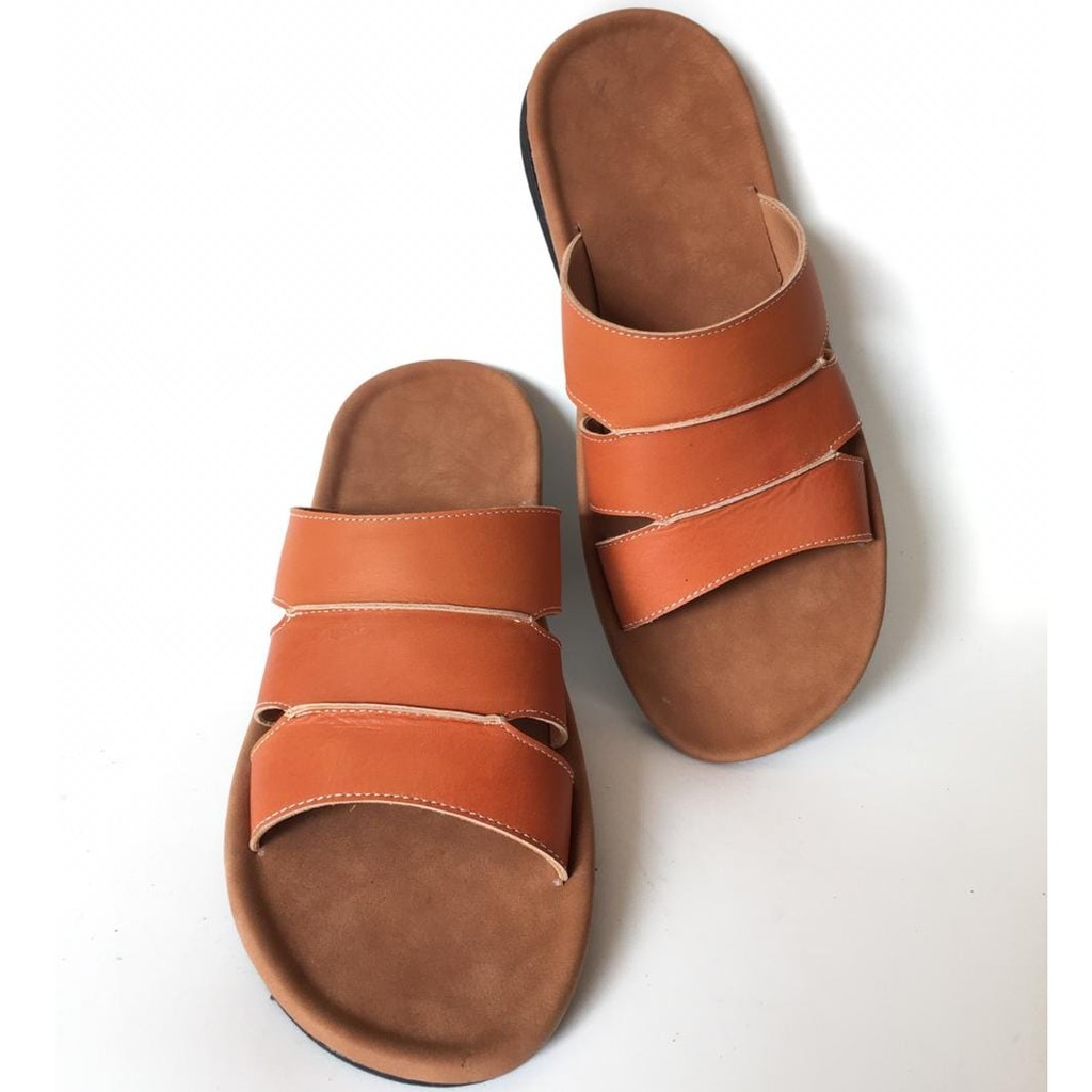 Sandal Kulit Pria BLACK BROWN TAN KULIT SAPI ASLI ORIGINAL MADE GARUT