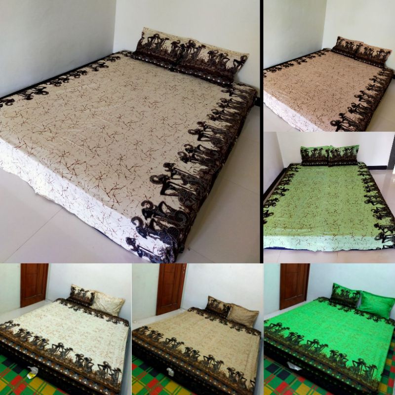 Sprei Batik Wayang Pekalongan Ukuran 180x200x30 Bahan Katun Halus