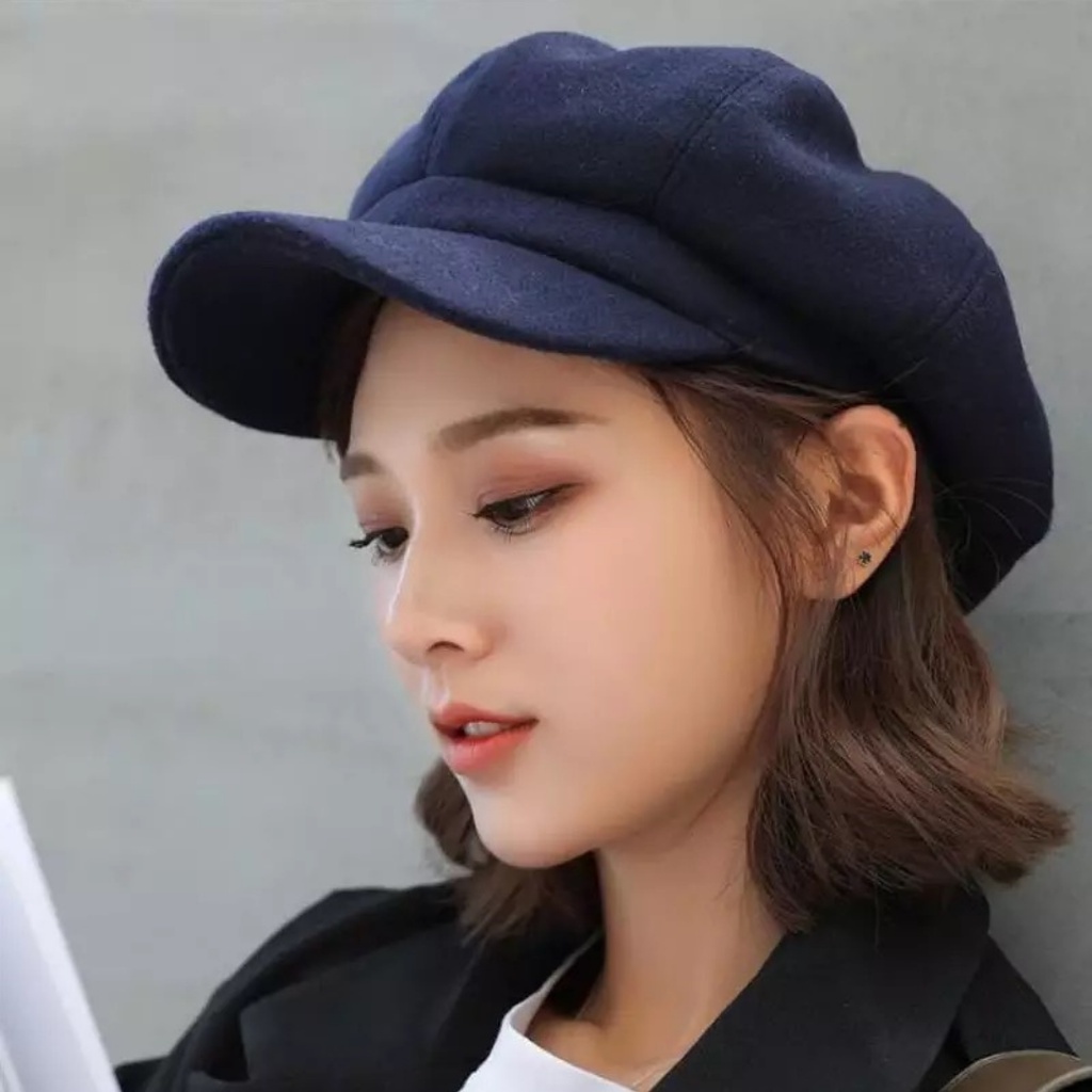 BISA COD Topi Pria Wanita NewsBoy Cap Apolo Polos Dewasa Model Terbaru Kekinian Unisex Import Premium Termurah