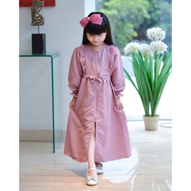 BEST SELLER ZUMAIRA LONG DRESS USIA 2-7 TAHUN SIZE S,M,L,XL, WARNA PINK,MERAH, HIJAU ARMY,BIRU,HITAM