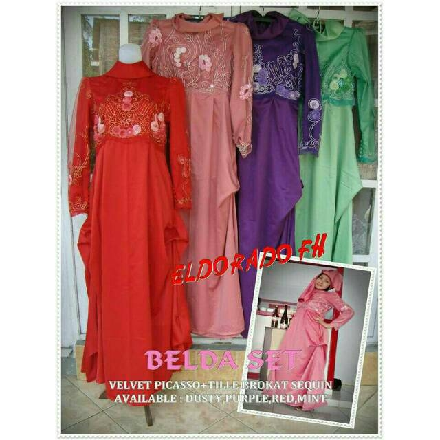 Dress Pesta Brokat free pasmina Belda jemia khadijah mareeam