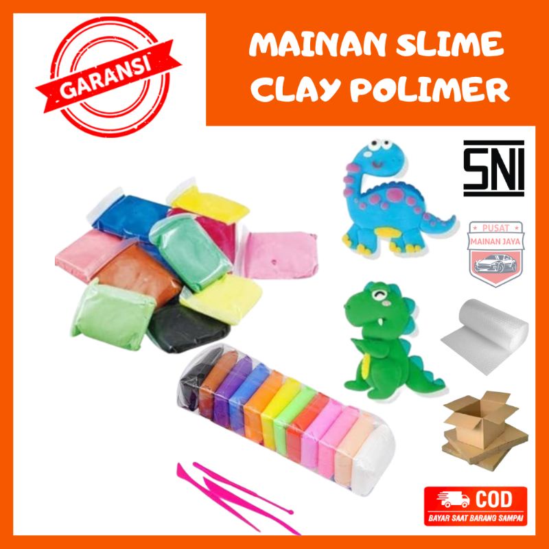 Clay mainan warna warni clay mainan anak isi 12 pcs clay polymer