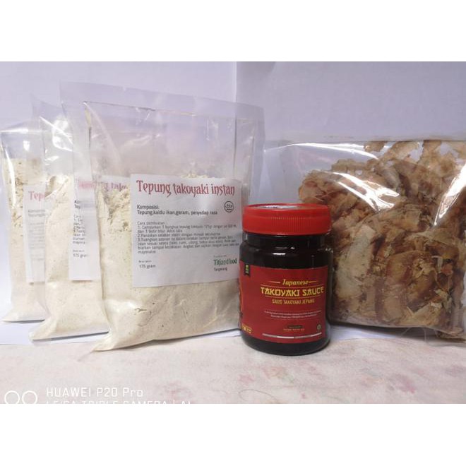 

RIUF PAKET HEMAT BAHAN TAKOYAKI / OKONOMIYAKI HALAL TEPUNG SAUS KATSUOBUSHI 9HGM