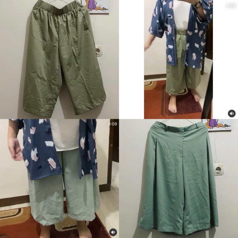 Kulot sage green hijau tosca - bottom skirt rok pants Cotton Ink This is April Nadjani Calla the lab