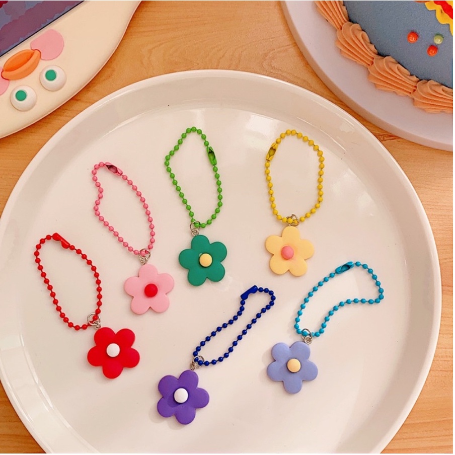 COLORFUL FLOWER KEYRING / FLOWER KEYCHAIN / CUTE KEYCHAIN RING / GANTUNGAN KUNCI PREMIUM / KEY CHAIN LUCU MOTIF BUNGA WARNA WARNI / GANTUNGAN KUNCI MURAH LUCU ESTETIK / GANTUNGAN KUNCI UNIK