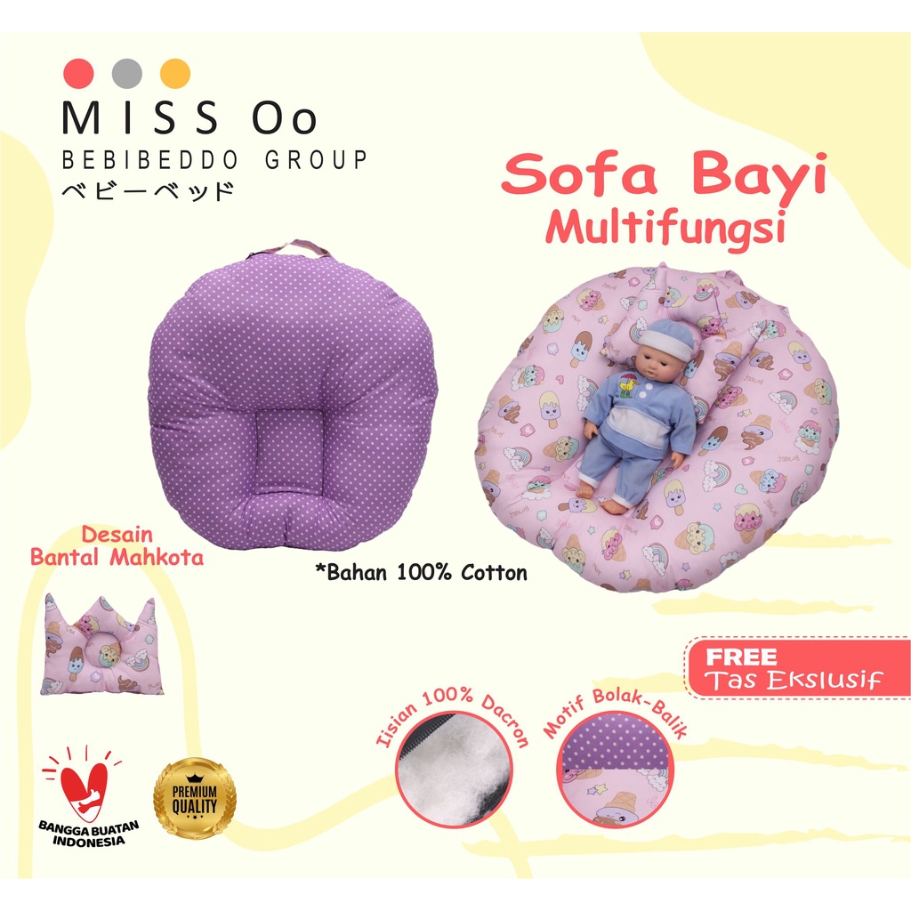 Sofa bayi / baby launger FREE bantal mahkota bayi dan tas