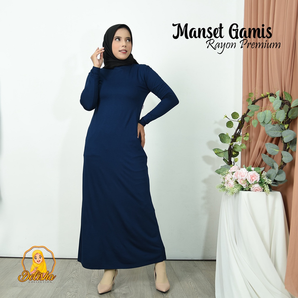 Inner Dress Lengan Panjang Rayon Super Premium Standard &amp; Jumbo /Manset Gamis Kaos Rayon Dalaman Gamis