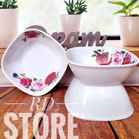 PROMO 3.PCS MANGKOK KITAK MOTIF ROSE BAHAN MELAMINE WARE TEBAL DAN KUAT PANAS