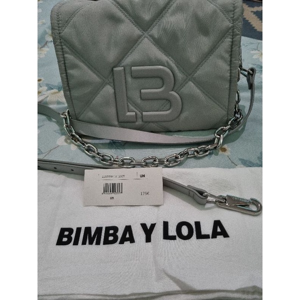 Bimba Y Lola Padded Gray Nylon Medium Flap / Crossbody Bag Bimba Y Lola