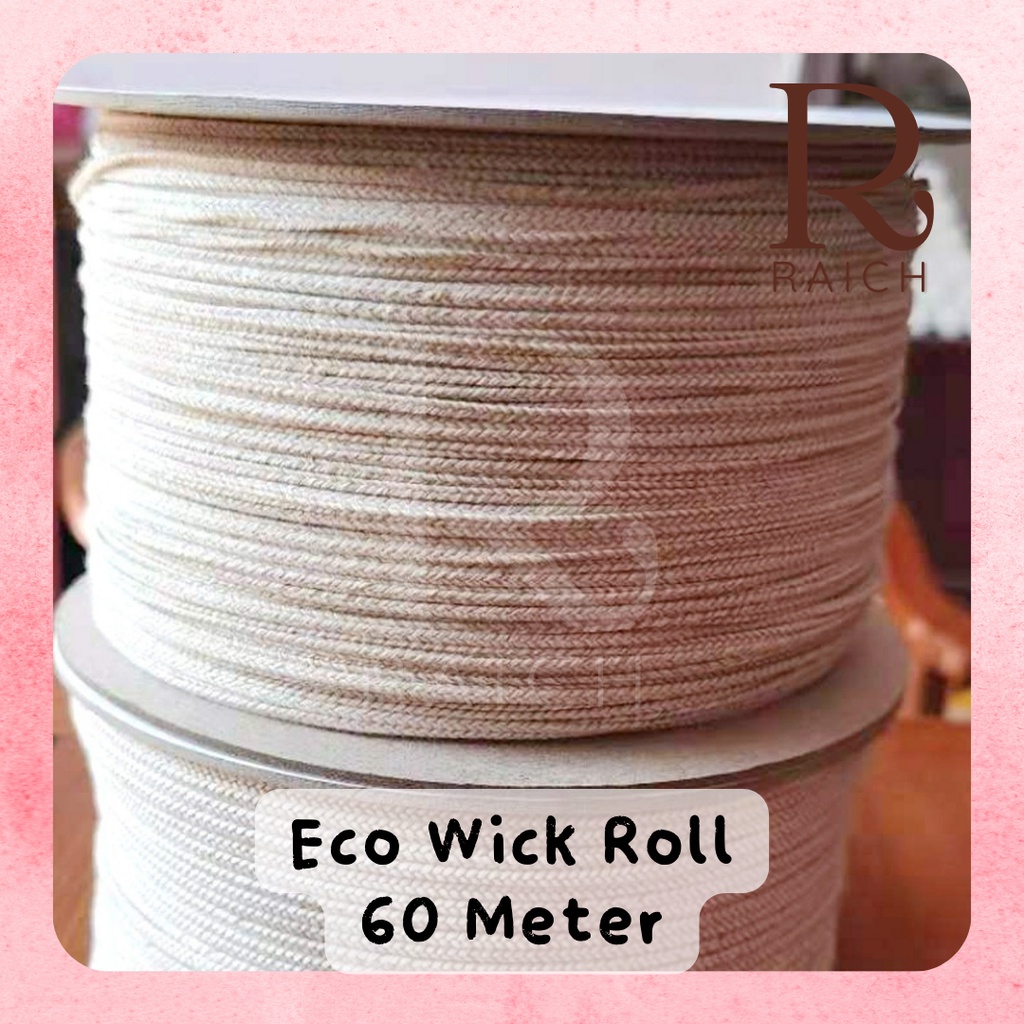 ROLL Eco White Wick Candle Lilin Tali Sumbu Cotton Katun Gulungan Smokeless