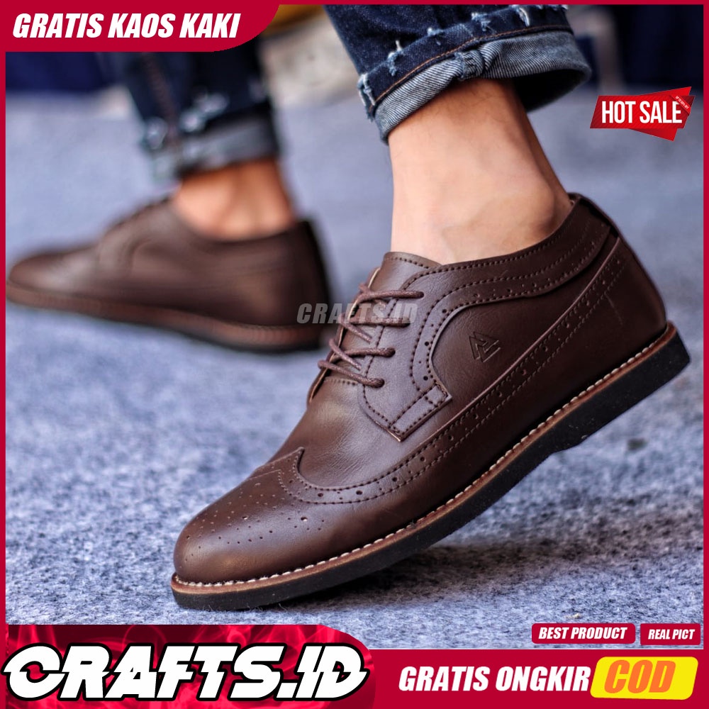 CRAFTS X SAGA Sepatu Formal Casual Kulit Syntetic Sepatu Casual Pantofel Kerja Kantor Kondangan Cowok Pria