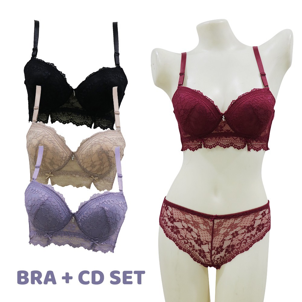 (COD) bra set bh setelan cd celana dalam wanita sexy renda brukat brokat busa kawat scelta 1721 set