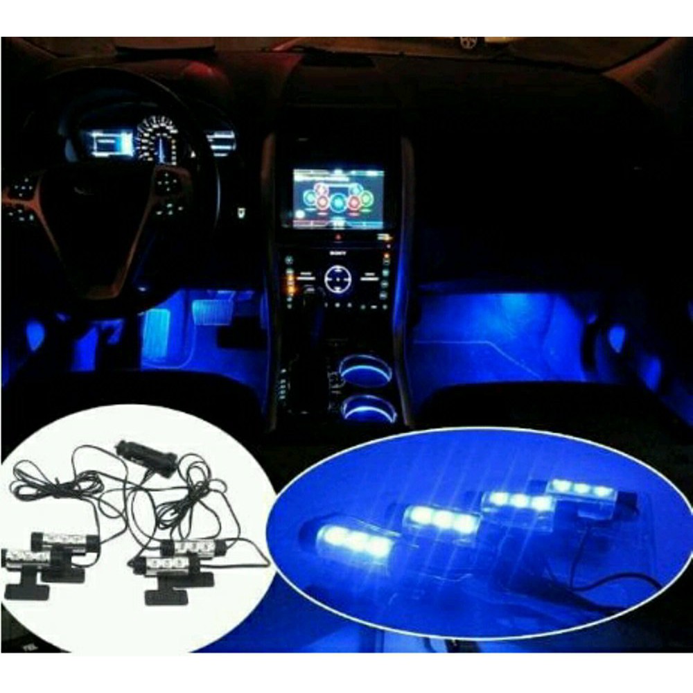 Cuci Gudang LAMPU LED KOLONG KABIN MOBIL INTERIOR DASHBOARD FOOTSTEP MOBIL ISI 4PC