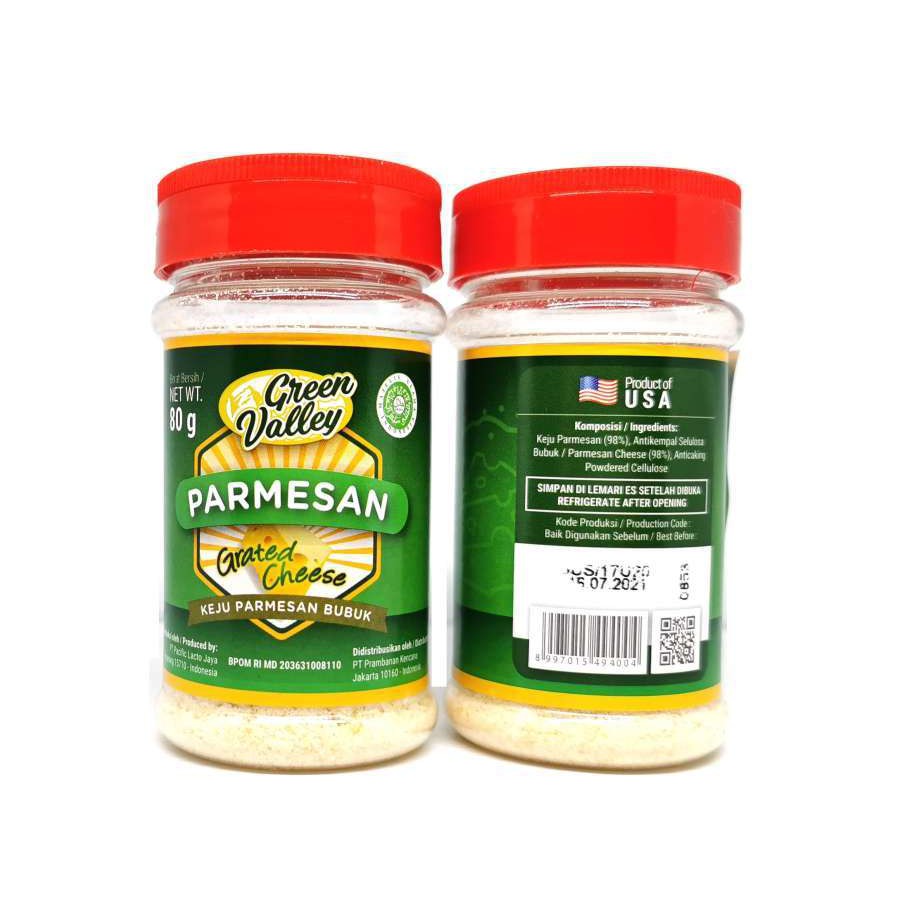 

Green Valley Grated Parmesan Cheese 80gr | Keju Parmesan bubuk