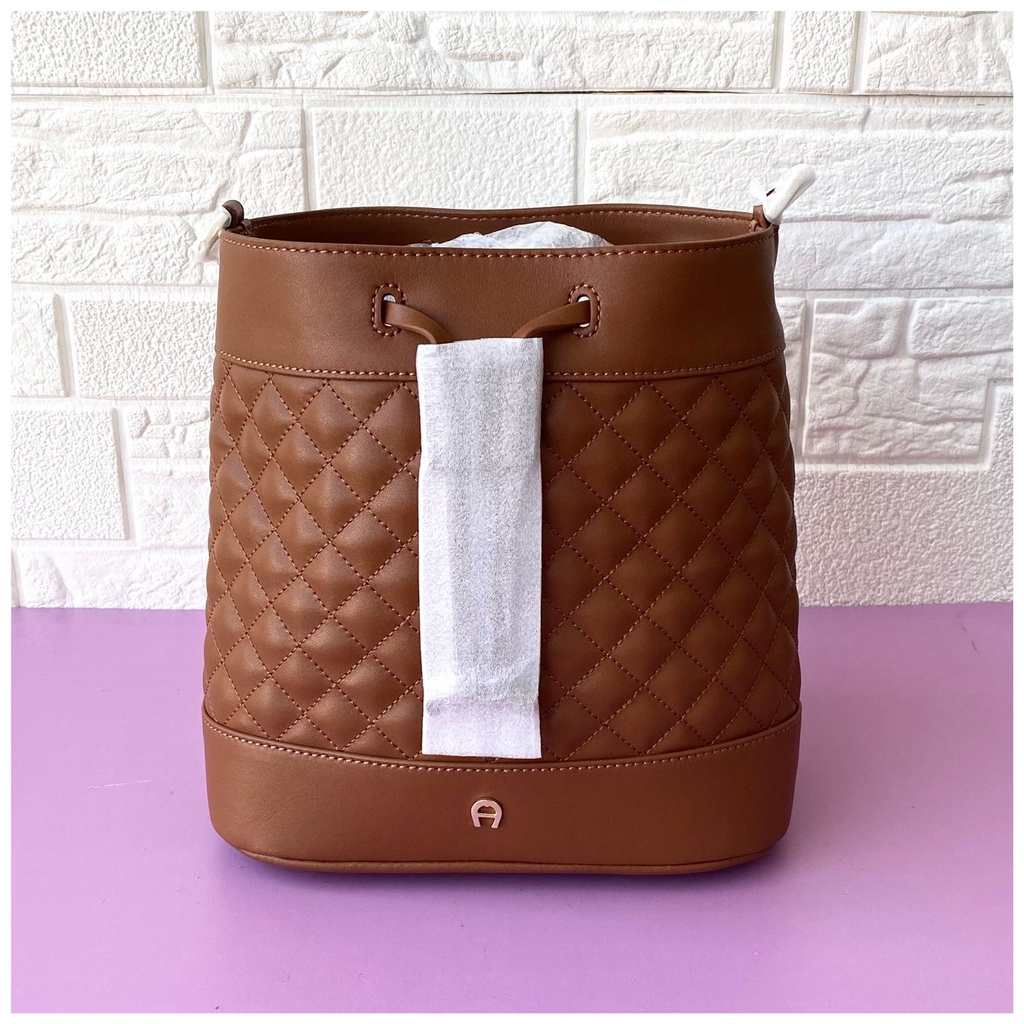 Tas Wanita Branded Aigner Emily Drawstring Bag Cognac - 100% Original - Hopestead Store