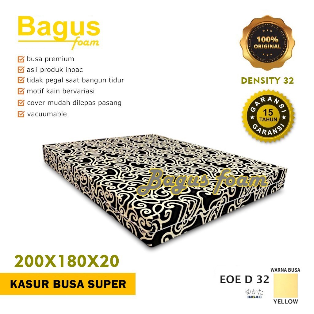 Kasur Busa INoac Super EOE D 32 Yellow, Garansi 15 Tahun TEBAL 20 CM dan Custom