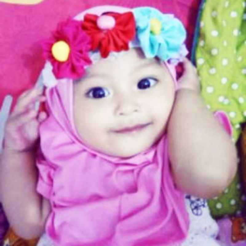 JILBAB BAYI BANDANA BUNGA