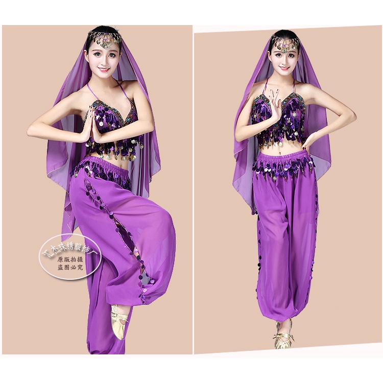 TANKTOP ANGGUR SET CELANA ALADIN BELLY DANCE TARI INDIA BAJU SETELAN COIN PAYET MANIK