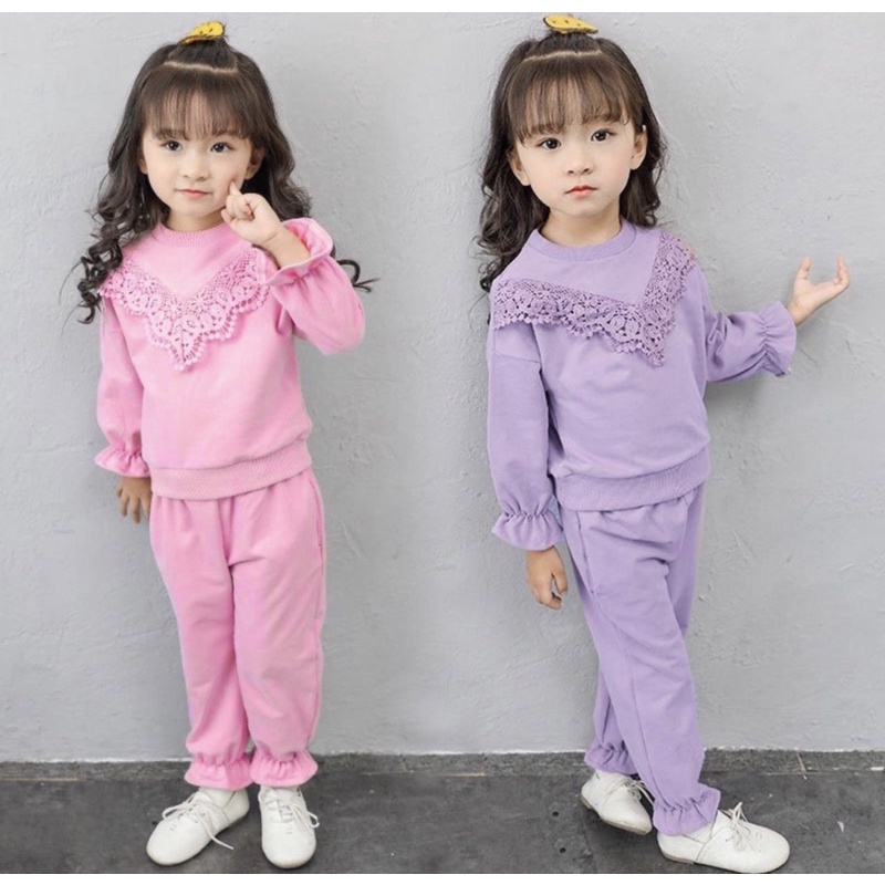 SWEATER ANAK DAN CELANA JOGER ANAK MODEL RENDA 1-5 TAHUN