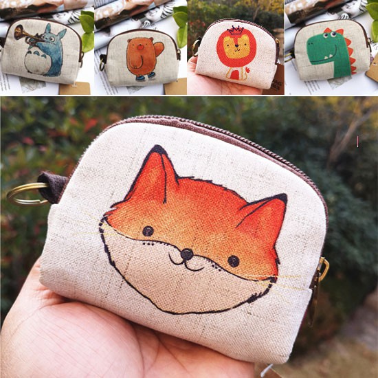 Dompet Koin Kecil Motif Kartun Hewan Singa Kucing Singa